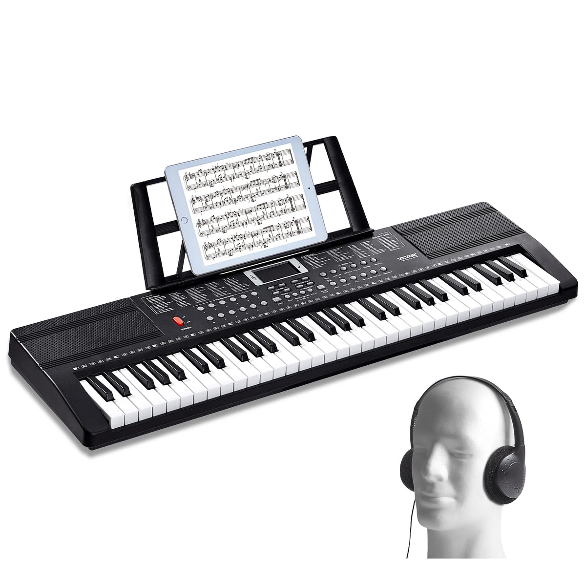 VEVOR 61 Key Digital Keyboard Piano Electric Portable Piano Keyboard 200Tones 200Rhythms or 600Tones 500 Rhythms for Beginner