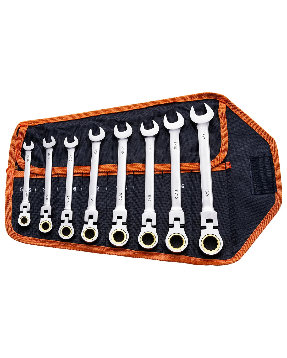 SucceBuy Flex Head Ratcheting Combination Wrench Set Roll Up Pouch