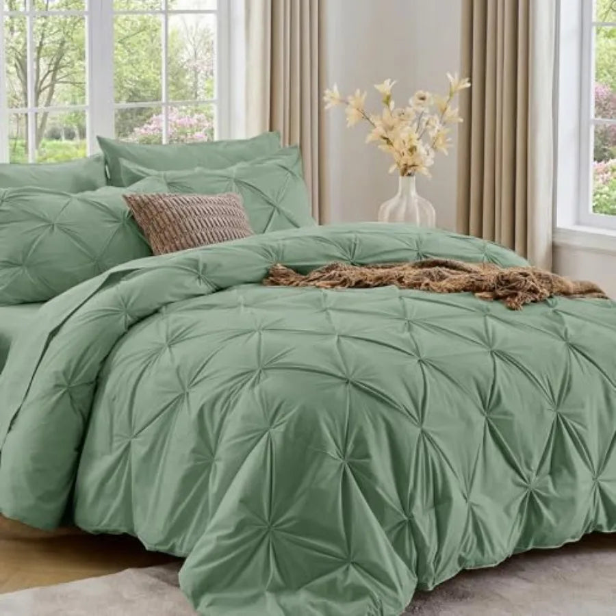 Comforter Set Bed In A Bag 7 Piece Pintuck All Season Cotton Tencel