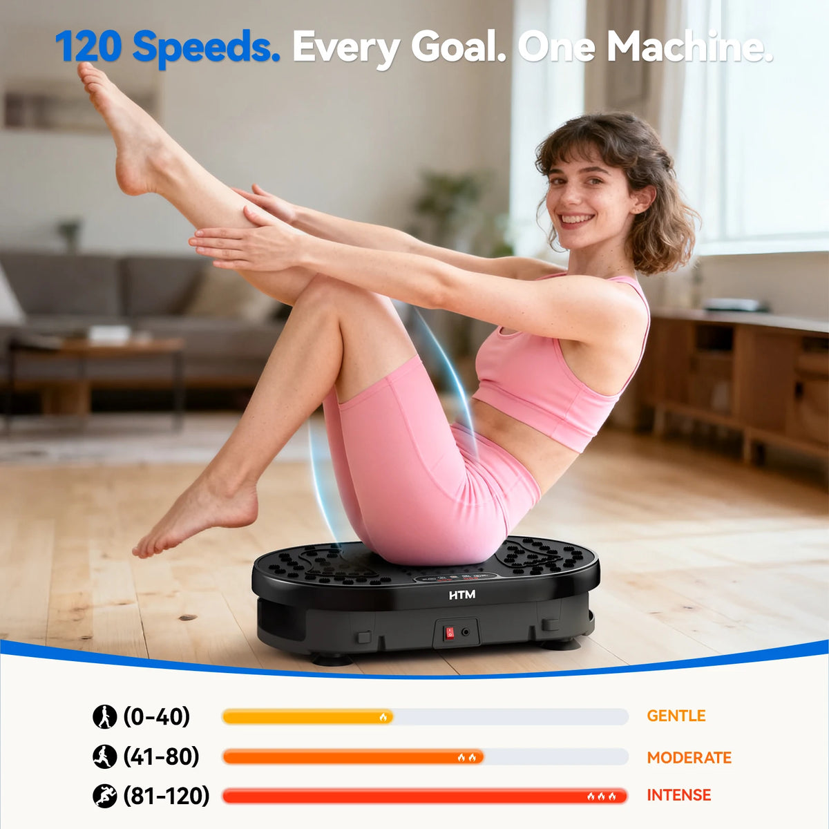 HTM Vibration Plate Fitness Trainer for Full Body Home Workouts