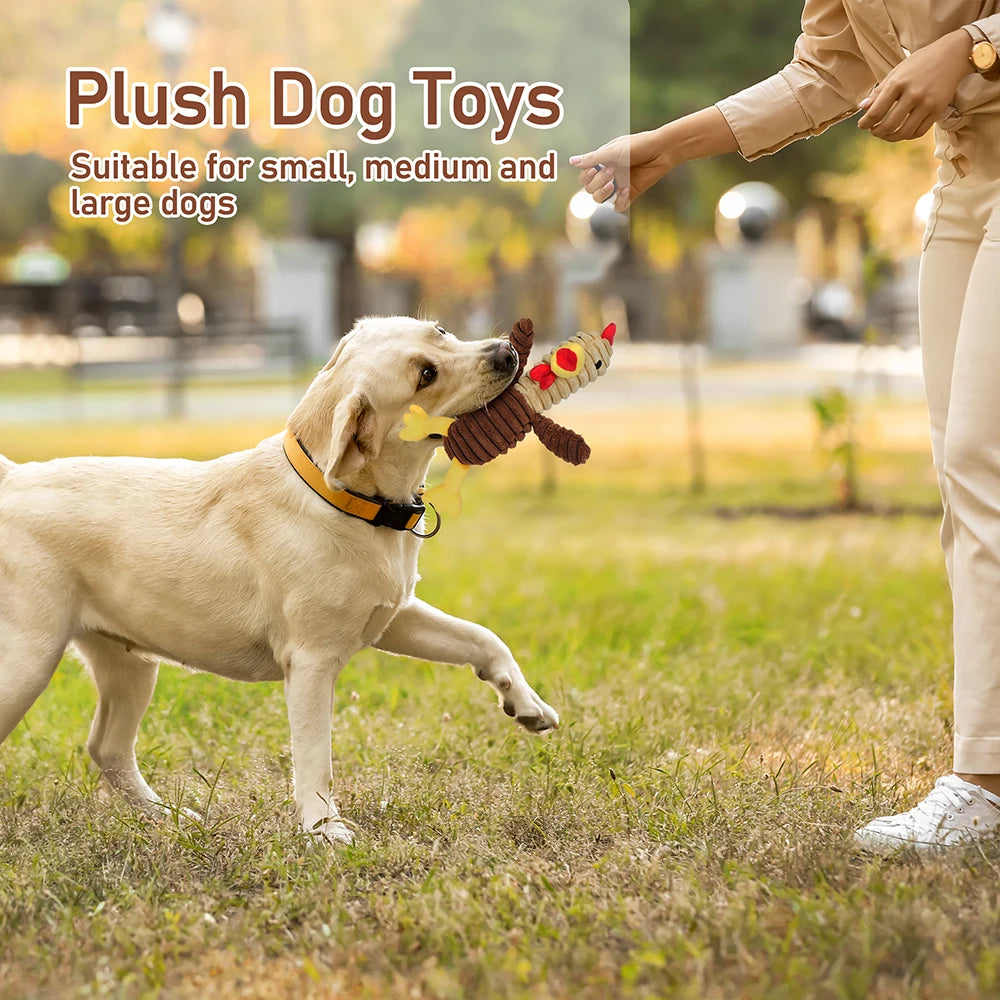 5 Pack Plush Squeaky Dog Toys, Stuffed Animal Chew Toys