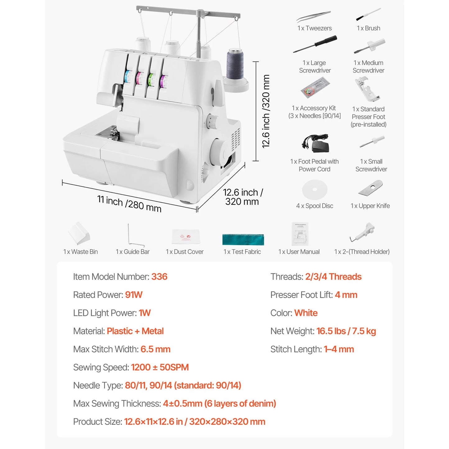 SucceBuy Serger Overlock Sewing Machine 1250 Stitches Per Minute