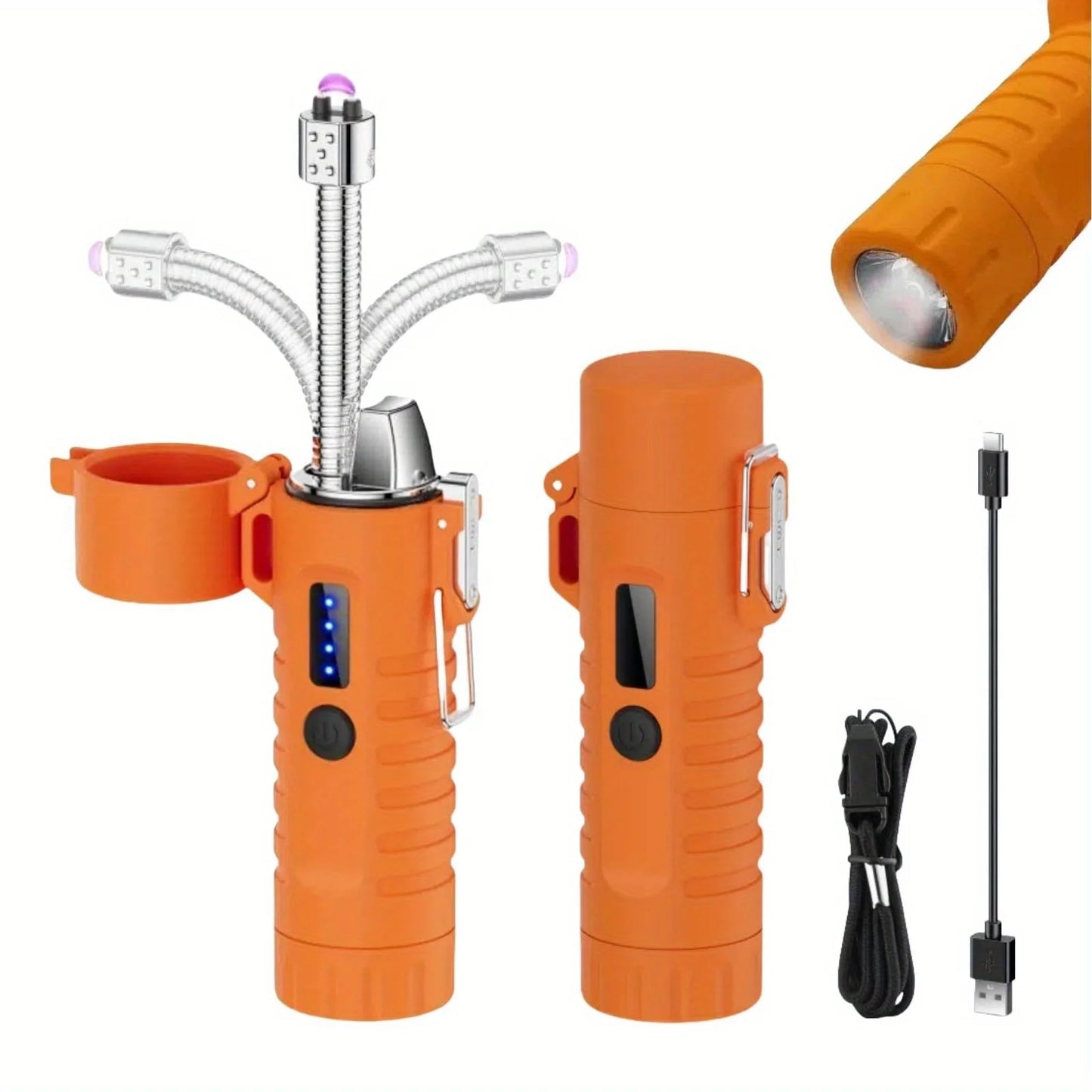 Outdoor Camping Pulse Plasma Arc Lighter Telescopic Rotatable 360 Degree
