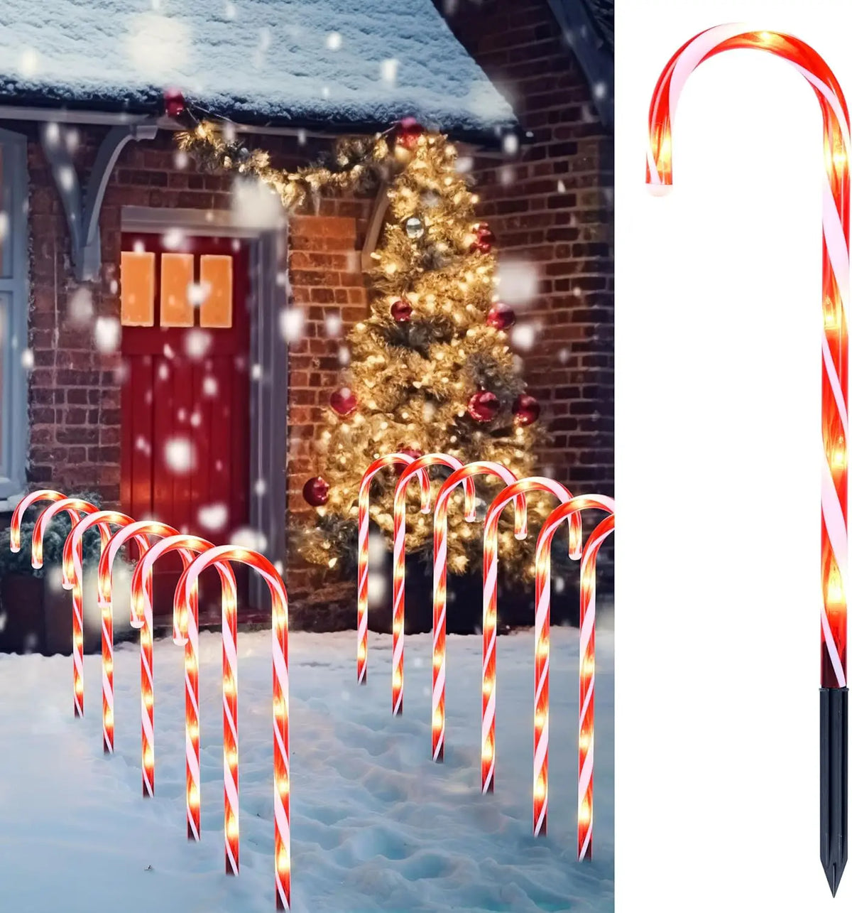 Joyfy Outdoor Christmas Candy Cane Pathway Garden Lights