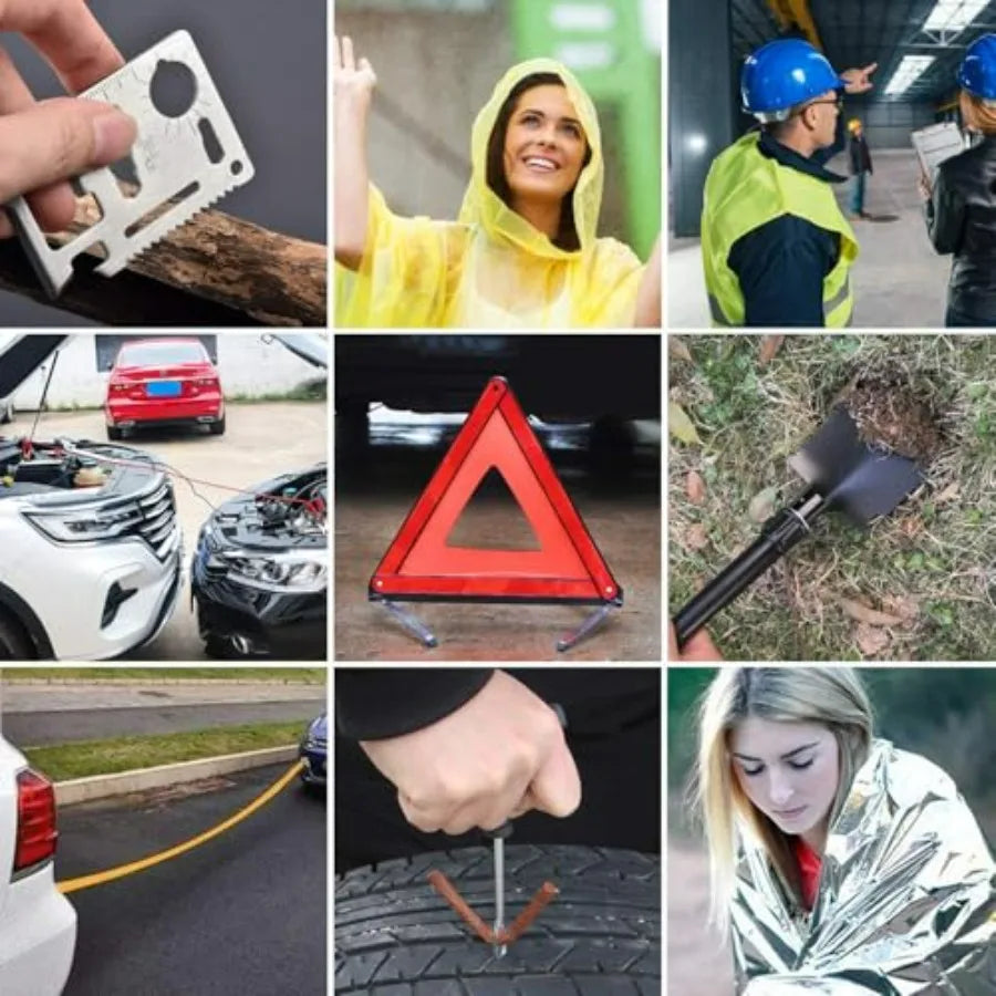 Roadside Emergency Car Kit 95 Pieces Durable Automotive Tools Case