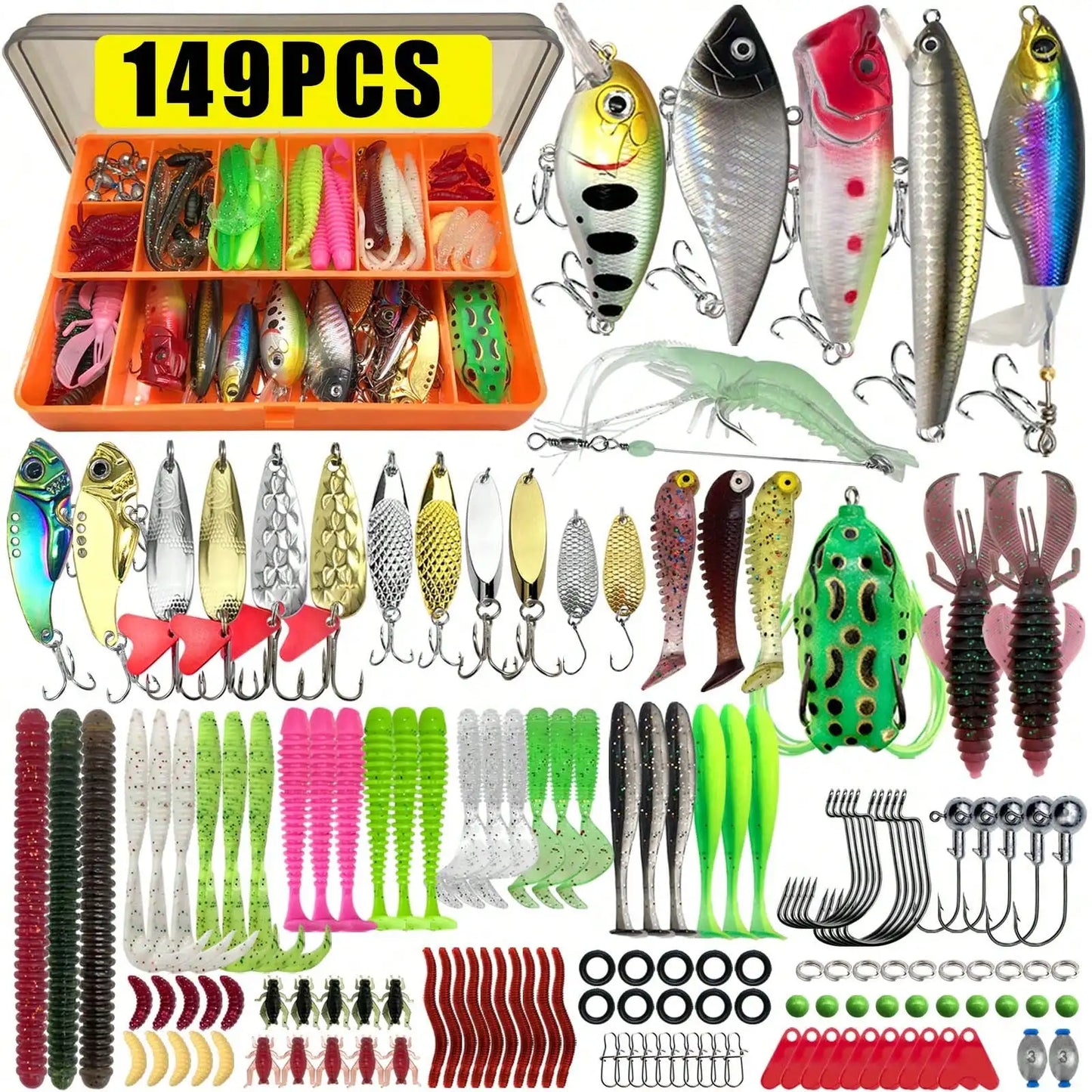 Multi Size Mixed Fishing Lure Set With Tackle Box For Angling