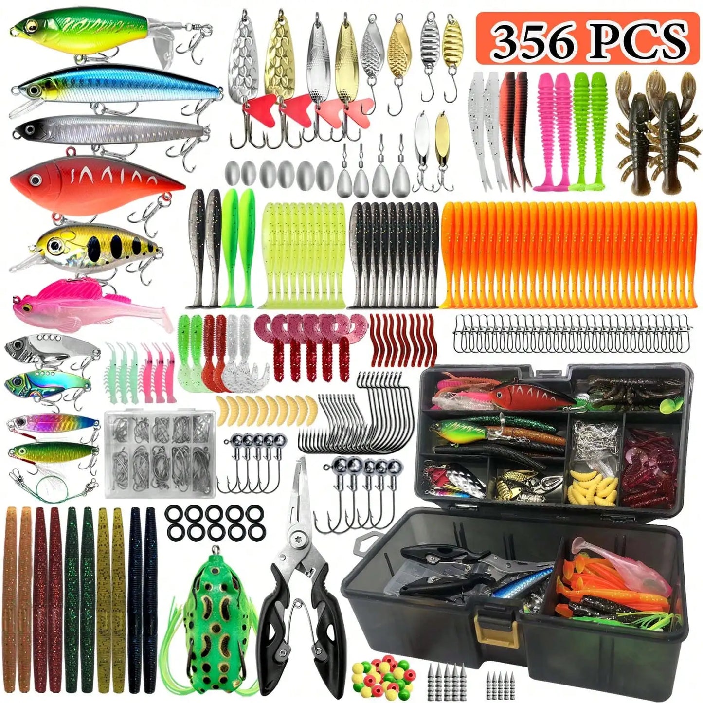 Multi Size Mixed Fishing Lure Set With Tackle Box For Angling