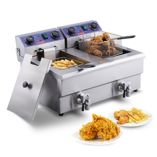 SucceBuy Electric Deep Fryer Twin Basket With Detachable Oil Container