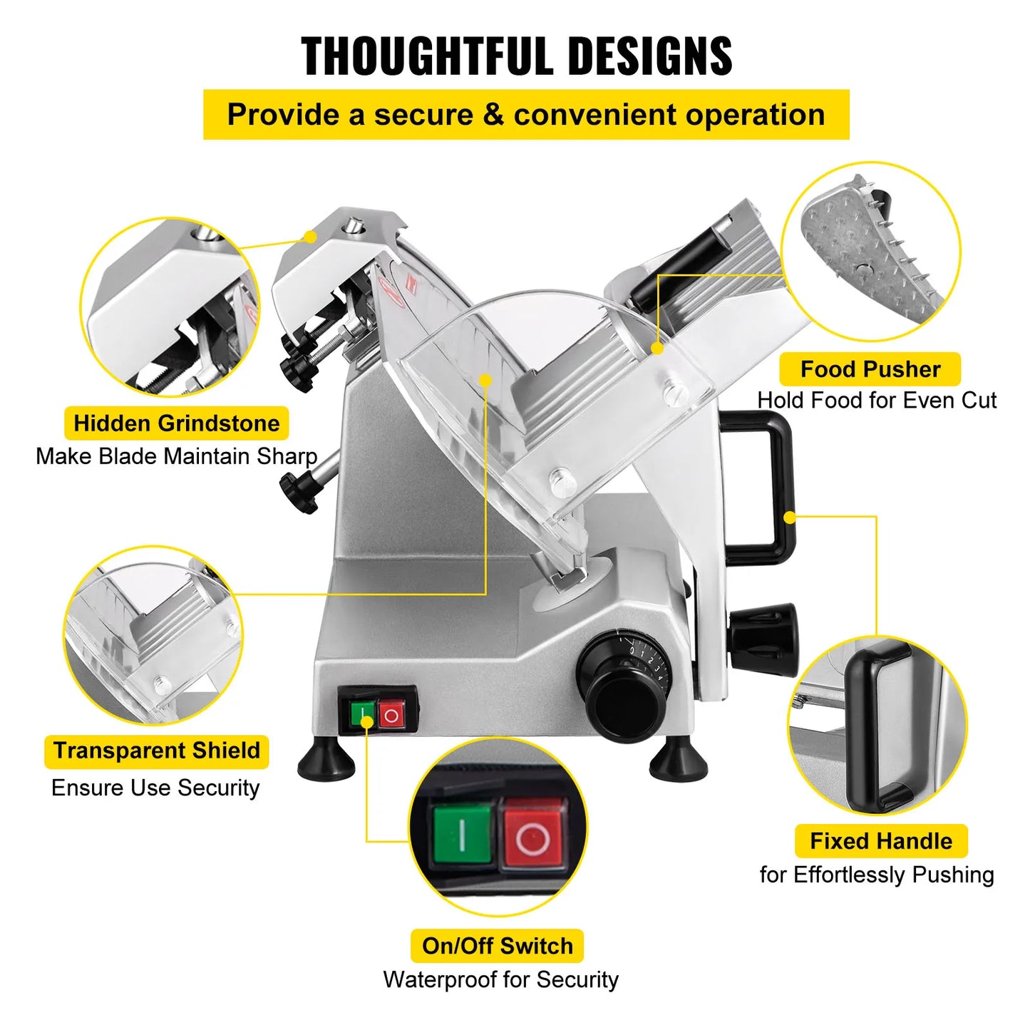SucceBuy Meat Slicer Electric Deli Food Slicer 200W