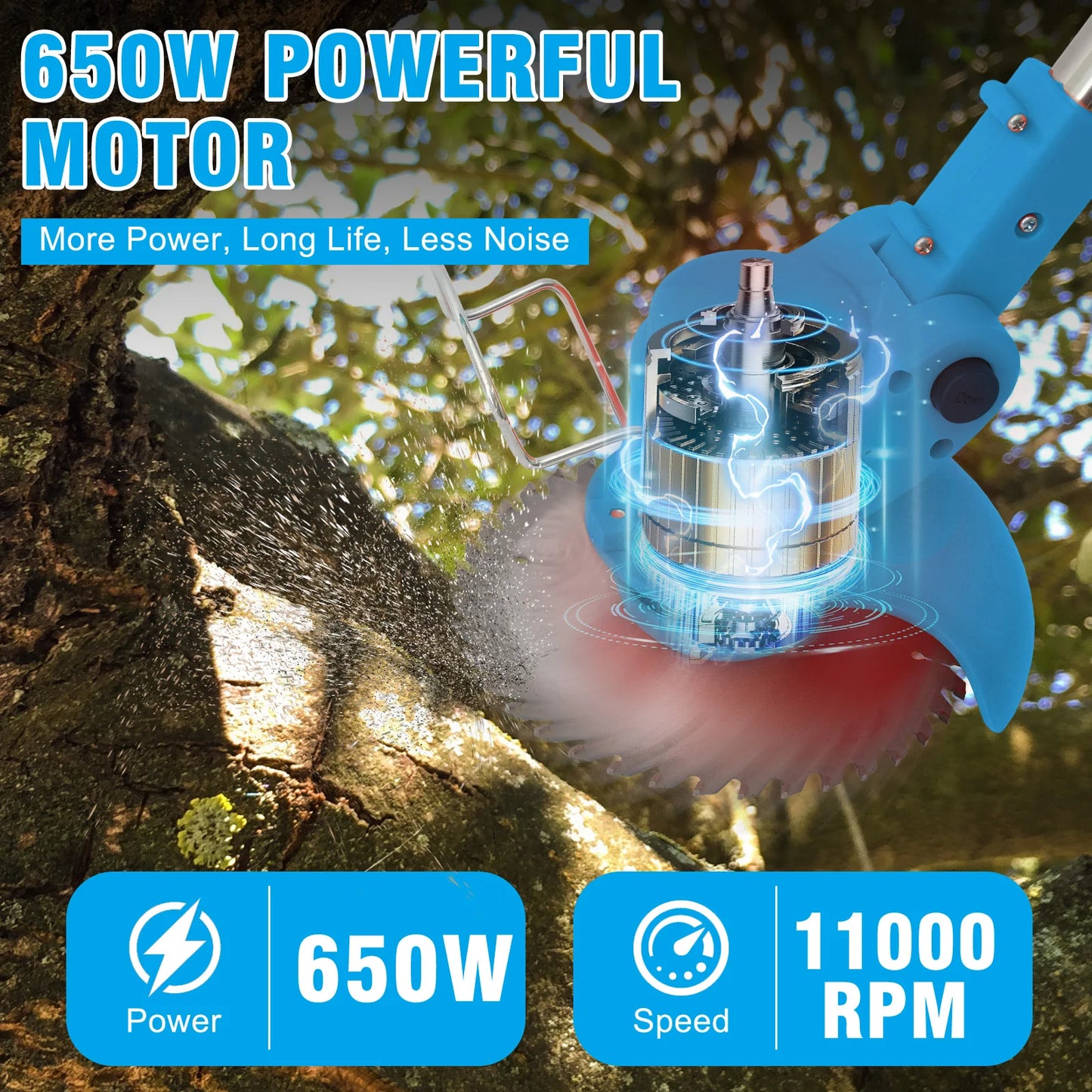 21V Electric Lawn Mower Cordless Grass Trimmer Garden Strimmers 3-in-1 Fodable 2x2.0Ah Batteries Power Tool for Lawn Garden Yard