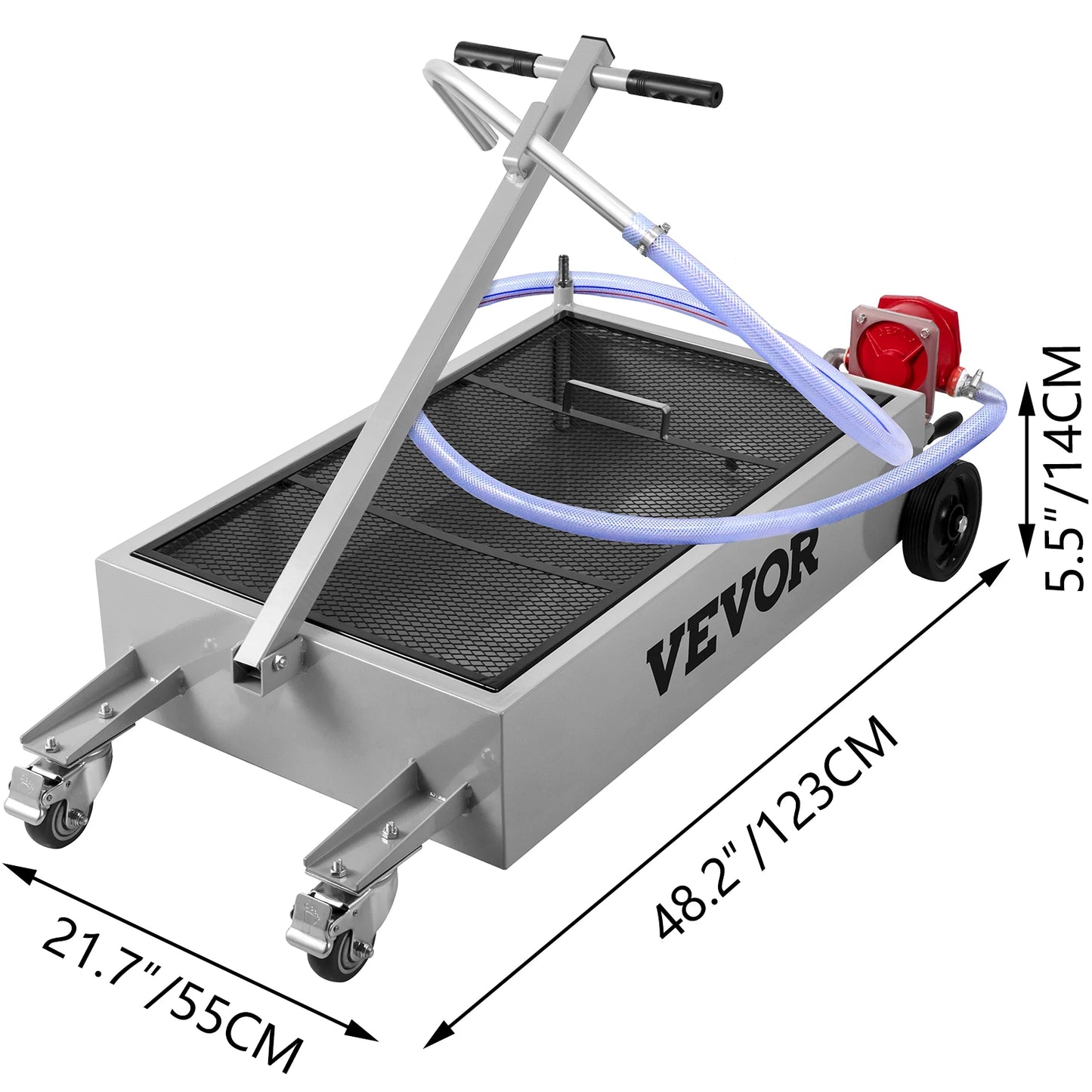 SucceBuy Low Profile Oil Drain Pan Foldable Handle And Casters
