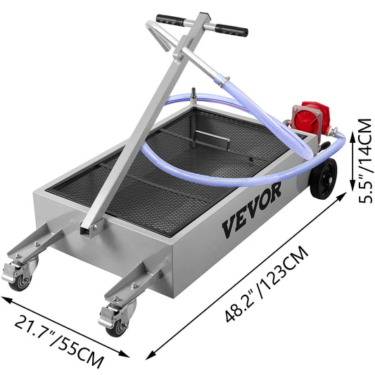 SucceBuy Low Profile Oil Drain Pan Foldable Handle And Casters