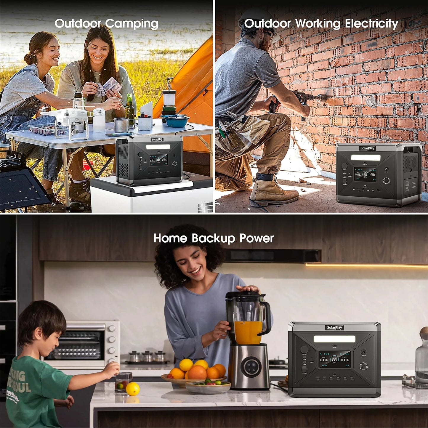 SolarPlay Q2501 Portable Power Station LiFePO4 2160Wh Solar Generator