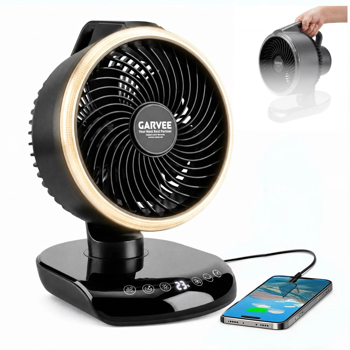 HiMISS Portable Camping Fan With 20000mAh Battery And Remote Control