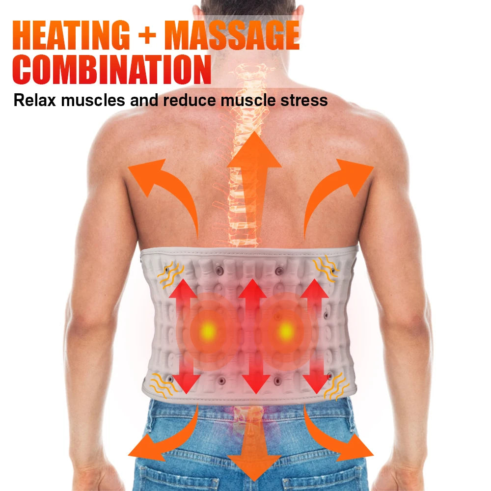 PASTSKY Rechargeable Heating Lumbar Traction Back Massage Support Device