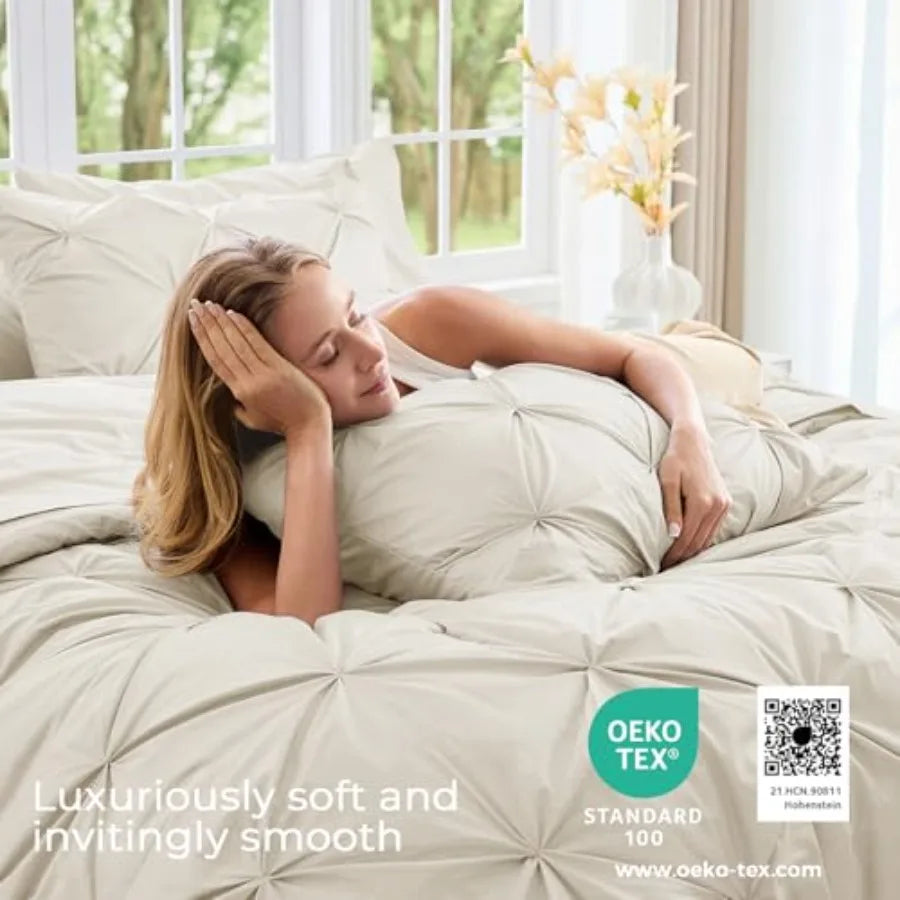 Pintuck All Season Comforter Set 7-Piece Bed in a Bag