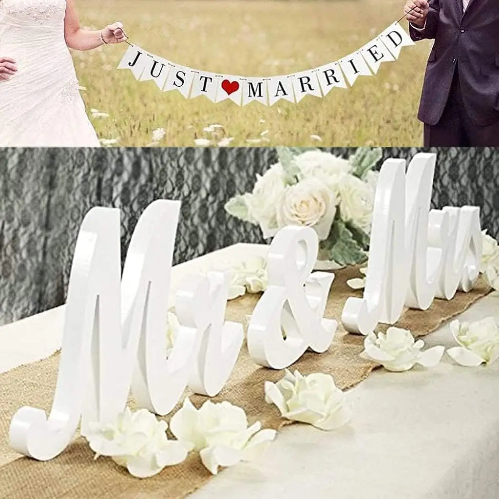 TWISTER.CK Mr and Mrs Wooden Wedding Sign for Tables