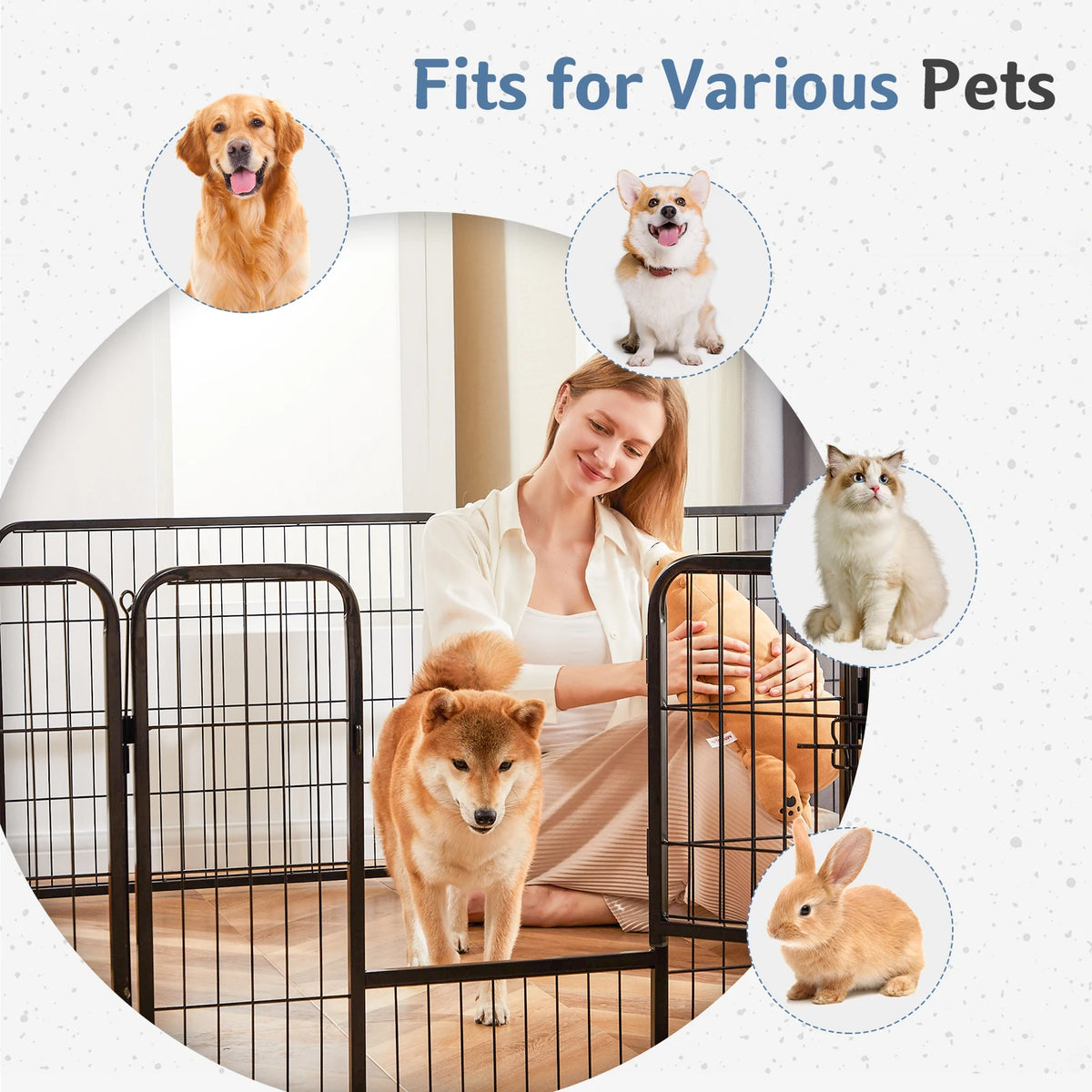 JHK Foldable Metal Dog Playpen And Outdoor Pet Exercise Fence