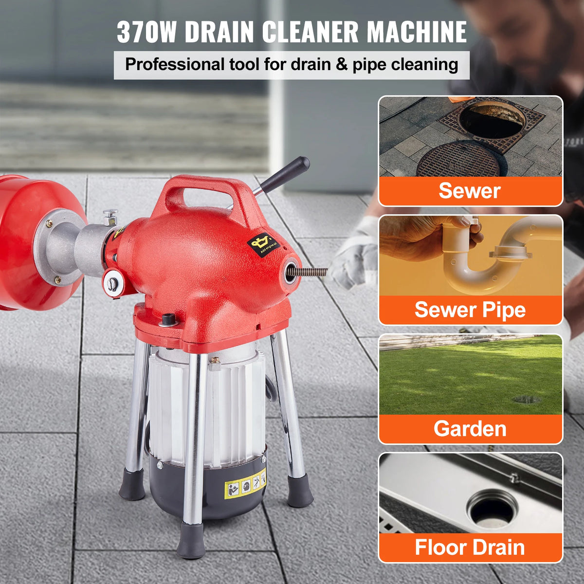 SucceBuy Electric Drain Cleaner Machine With Manual Feed Sewer Snake