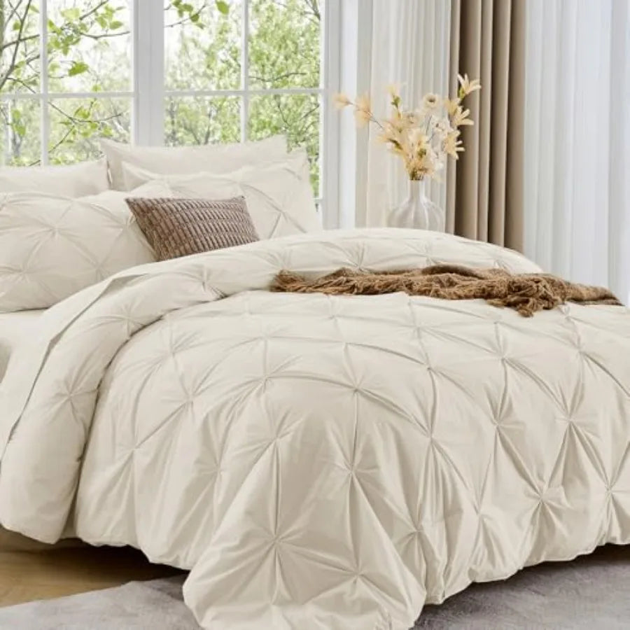 Pintuck All Season Comforter Set 7-Piece Bed in a Bag