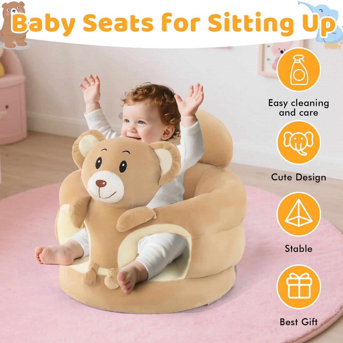 LLParty Baby Floor Seat Animal Plush Learning Sofa Chair