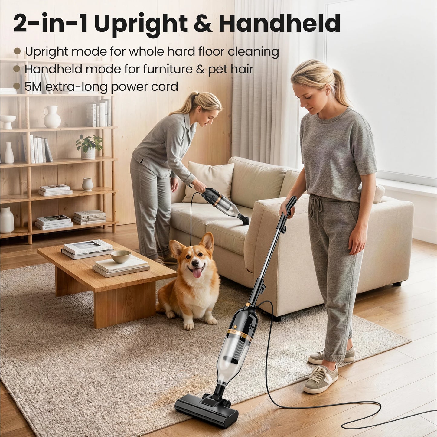 INSE R7/R6X/R3S Corded Vacuum Cleaner Handheld Stick Vacuum 600W Powerful 3 in1 Lightweight Vacuum Cleaners for Home Hard Floor Pet Hair