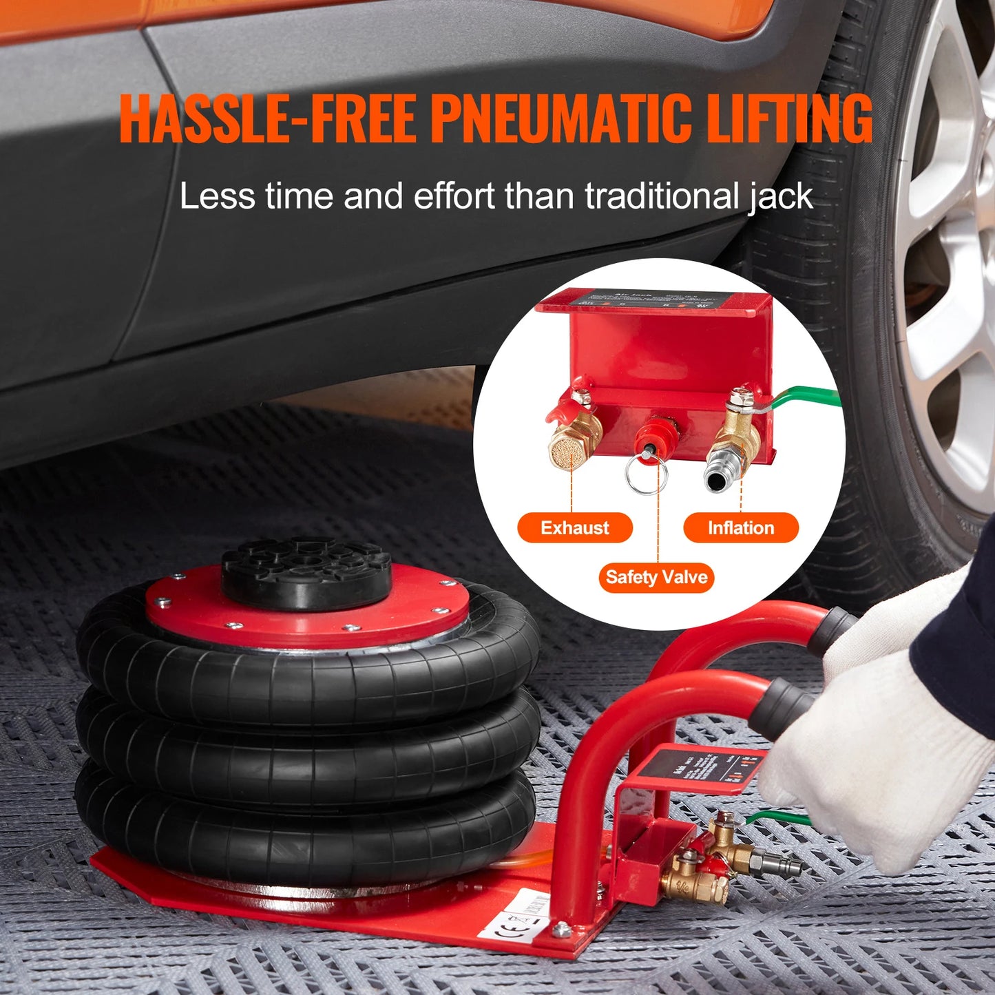 Succebuy Triple Bag Air Jack 3 Ton Portable Pneumatic Car Jack