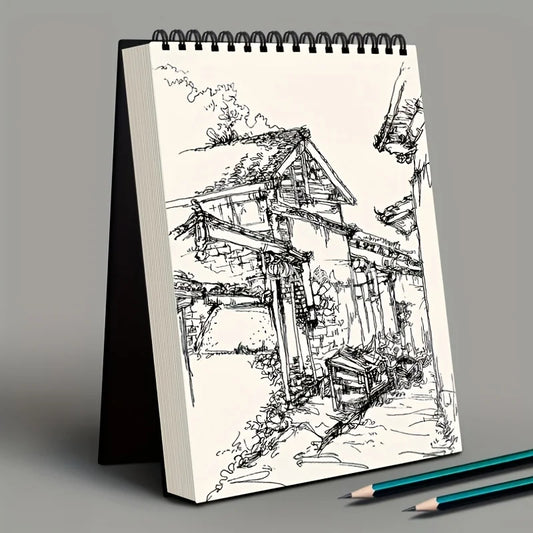 4-Pack A6 Premium Art Sketchbook Set , with a top spiral binding, suitable for artistic painting and sketching. Perfect gift for
