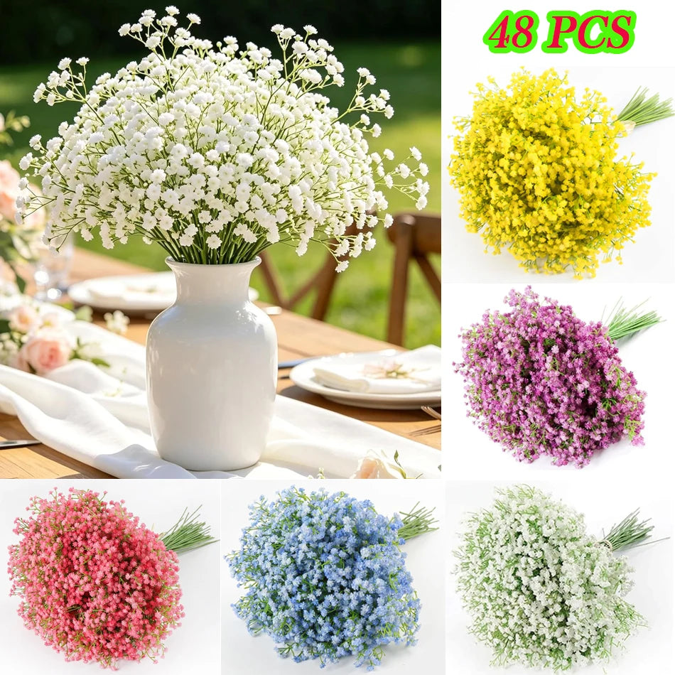 48 Pieces Babysbreath Artificial Flowers Starry Sky Bulk Wedding Decor