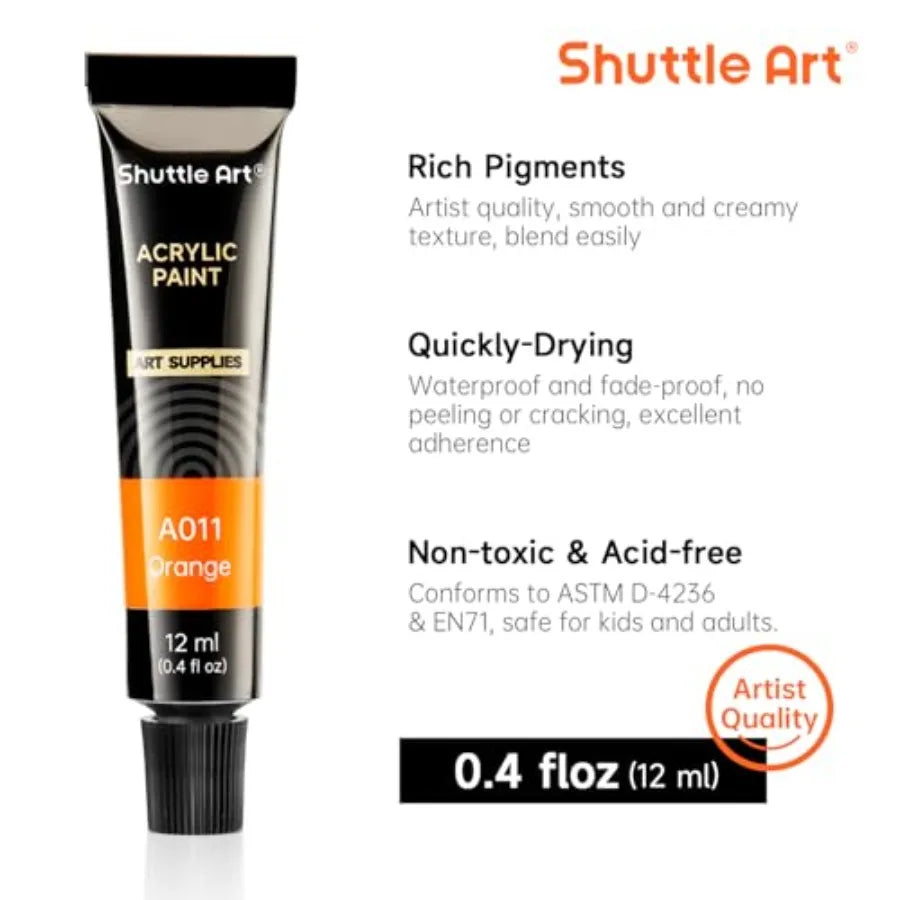 Acrylic Paint Set, 30 x12ml Tubes Artist Quality Non Toxic Rich Pigments Colors Great for Adults Professional Painting on Rocks