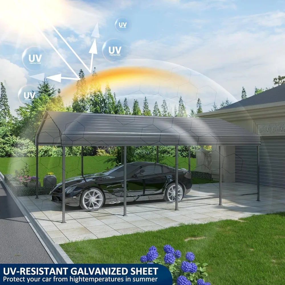 Heavy Duty Metal Carport Shelter Galvanized Outdoor Garage Canopy