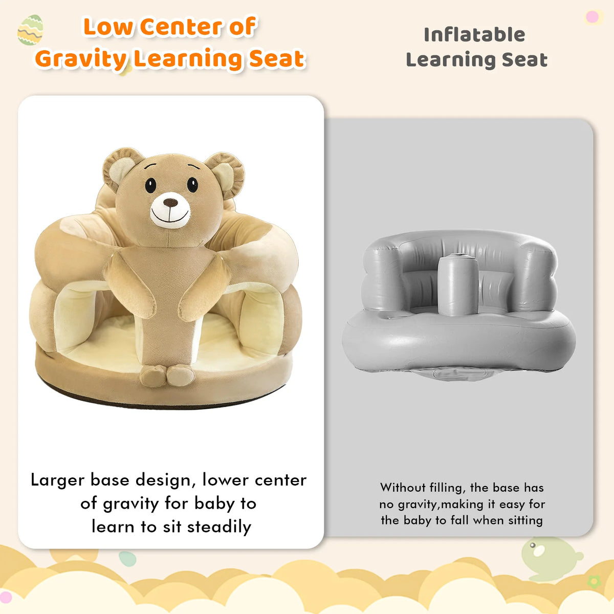 LLParty Baby Floor Seat Animal Plush Learning Sofa Chair