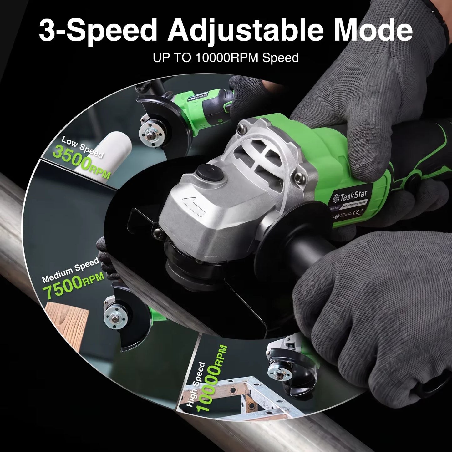 Taskstar Cordless Jig Saw Tool & Electric Brushless Angle Grinder Polishing Cutting Machine 9 Blades 0–45° Bevel Cutting 4 Orbital Setting Lightweight Electric Jigsaw Straight Curved Cuts Battery Powered Tool Set With 2x4.
