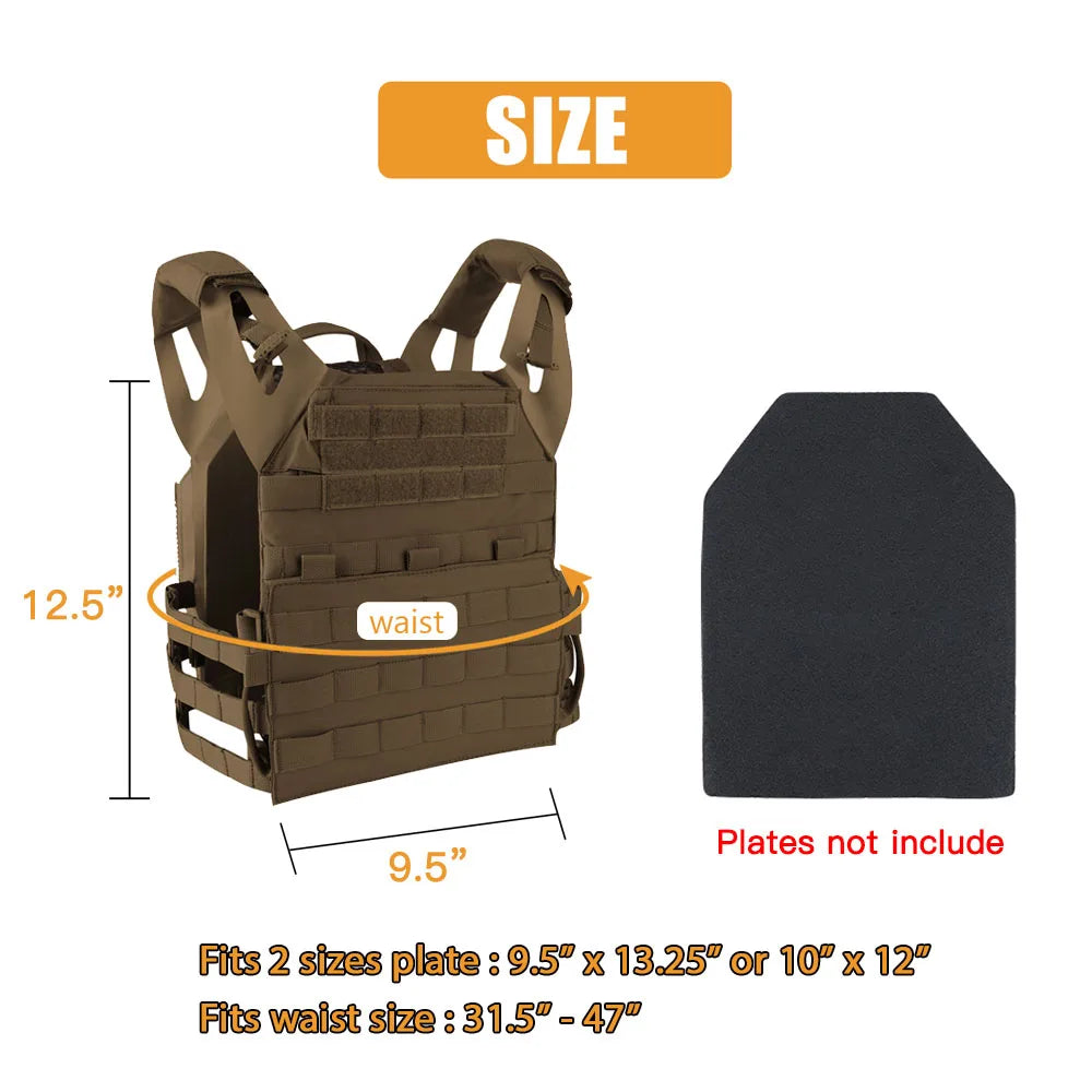 KRYDEX 500D Nylon Tactical Plate Carrier Vest With MOLLE Front Flap