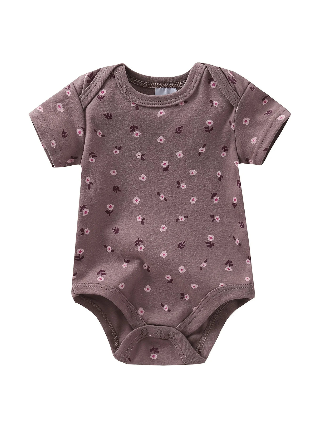 Cotton Floral Print Short Sleeve Jumpsuit For Baby Girls