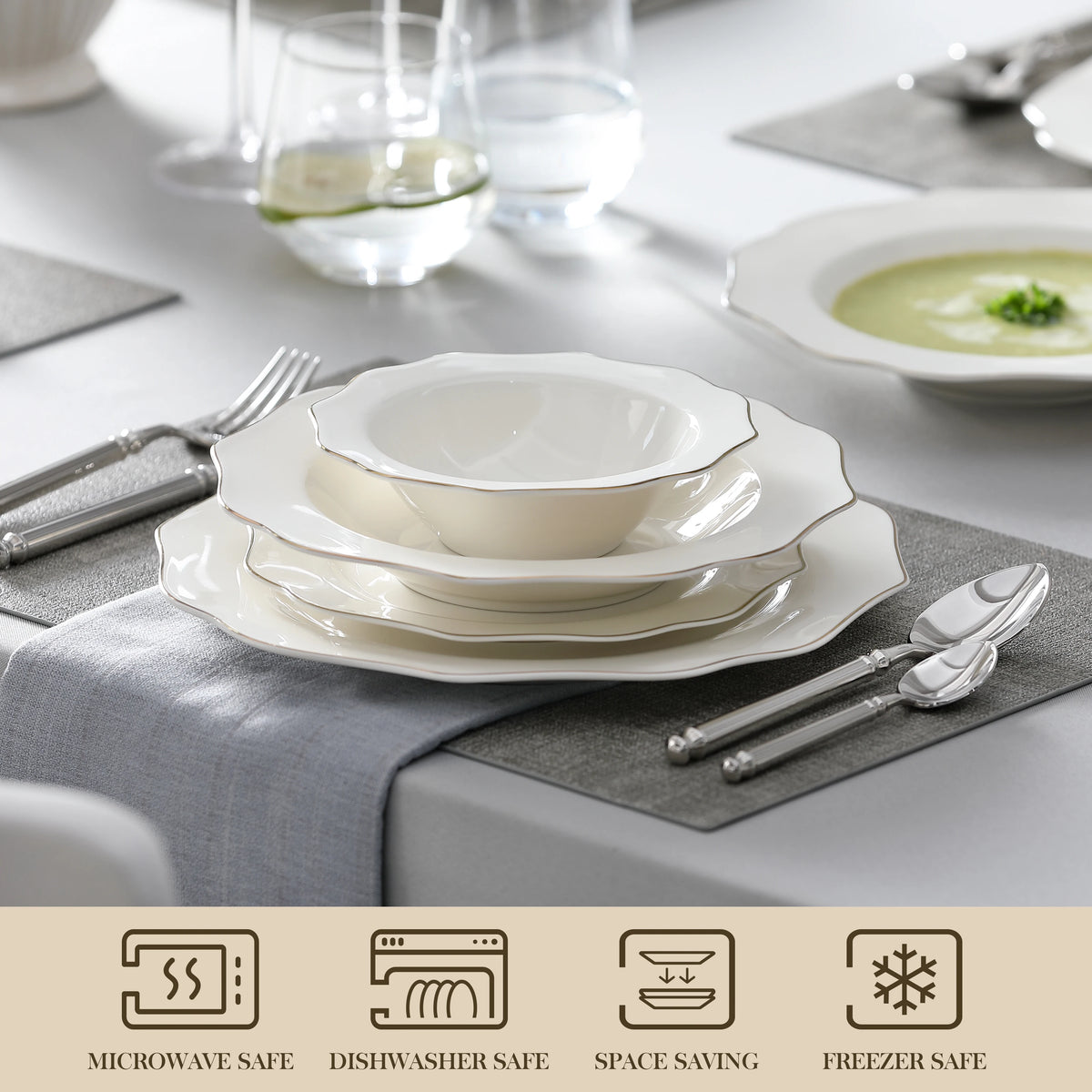 MALACASA Nordic Porcelain Dinnerware Set With Bowls And Plates