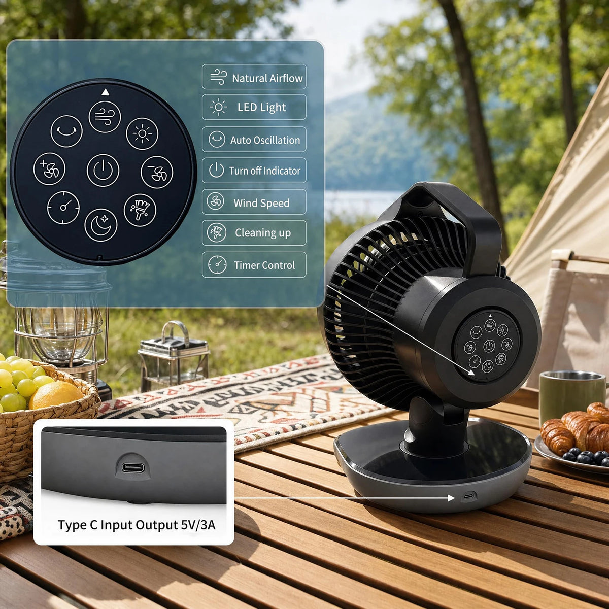 HiMISS Portable Camping Fan With 20000mAh Battery And Remote Control