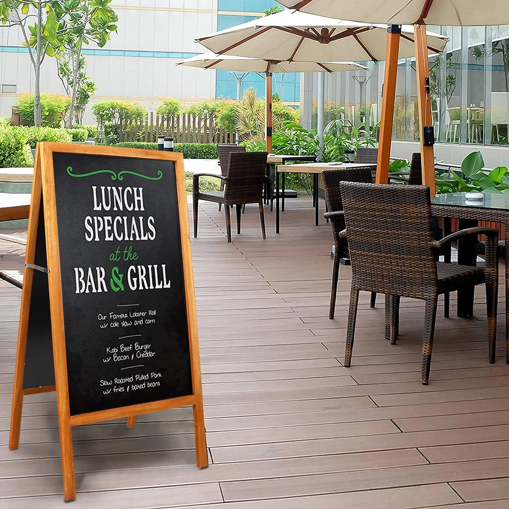 Outdoor Wooden Double Sided Blackboard Chalkboard Display Stand Includes Cloths
