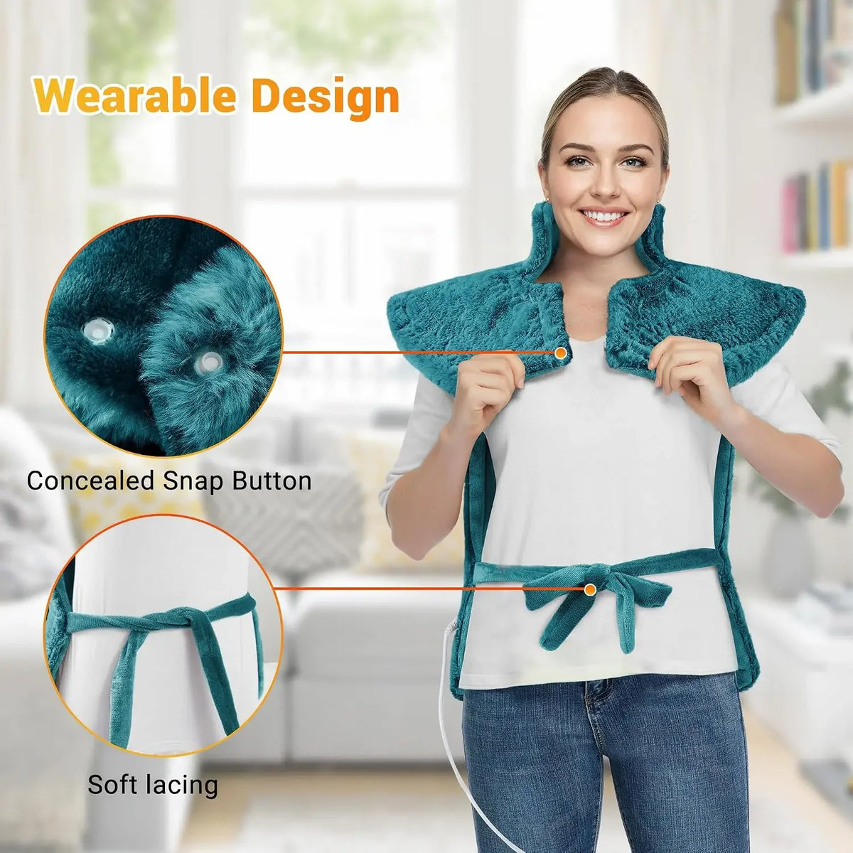 Electric Heating Pad For Neck Shoulders And Back With Massage