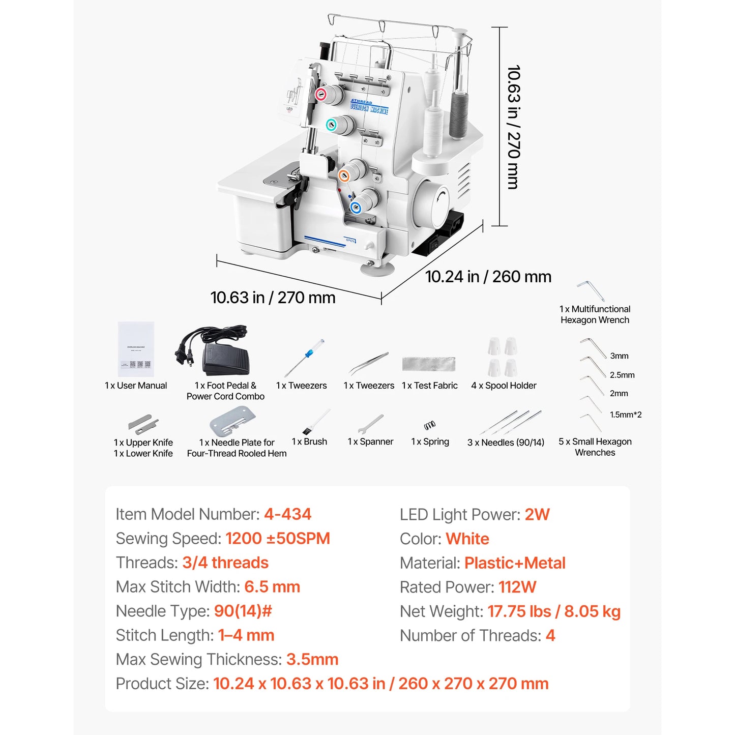 SucceBuy Serger Overlock Sewing Machine 1250 Stitches Per Minute