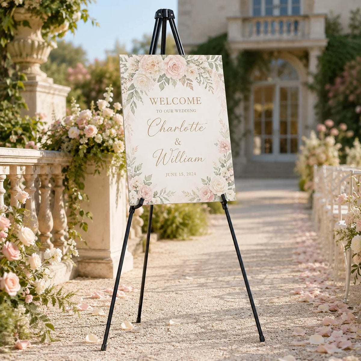 Adjustable Folding Metal Tripod Easel Stand for Art and Signs