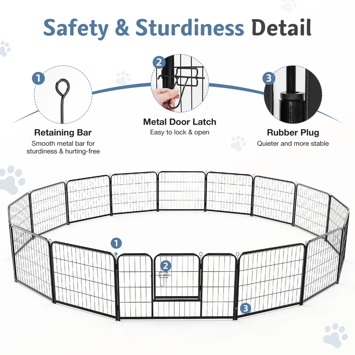 JHK Foldable Metal Dog Playpen And Outdoor Pet Exercise Fence