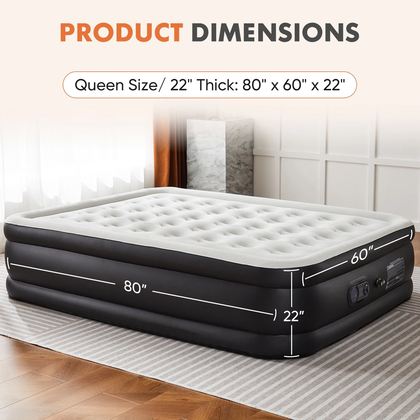 MCQ Queen Air Mattress With Built In High Capacity Pump