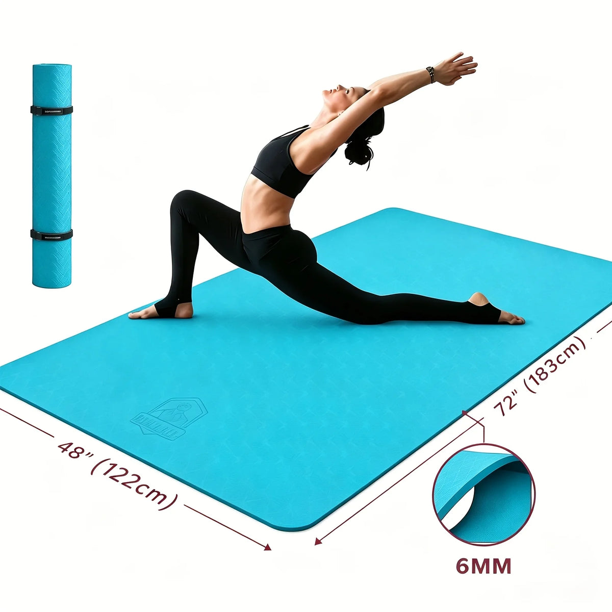 HAPBEAR Extra Large TPE Yoga Mat With Carrying Straps
