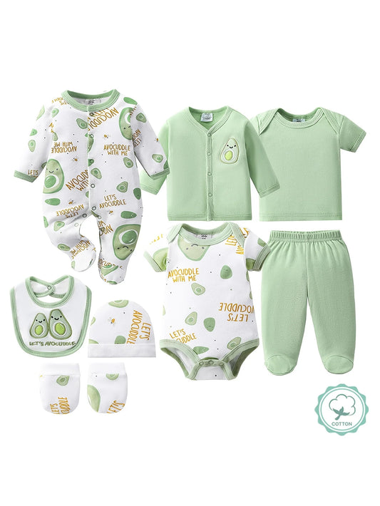 Combed Cotton Newborn Bodysuit And Romper Baby Clothing Set