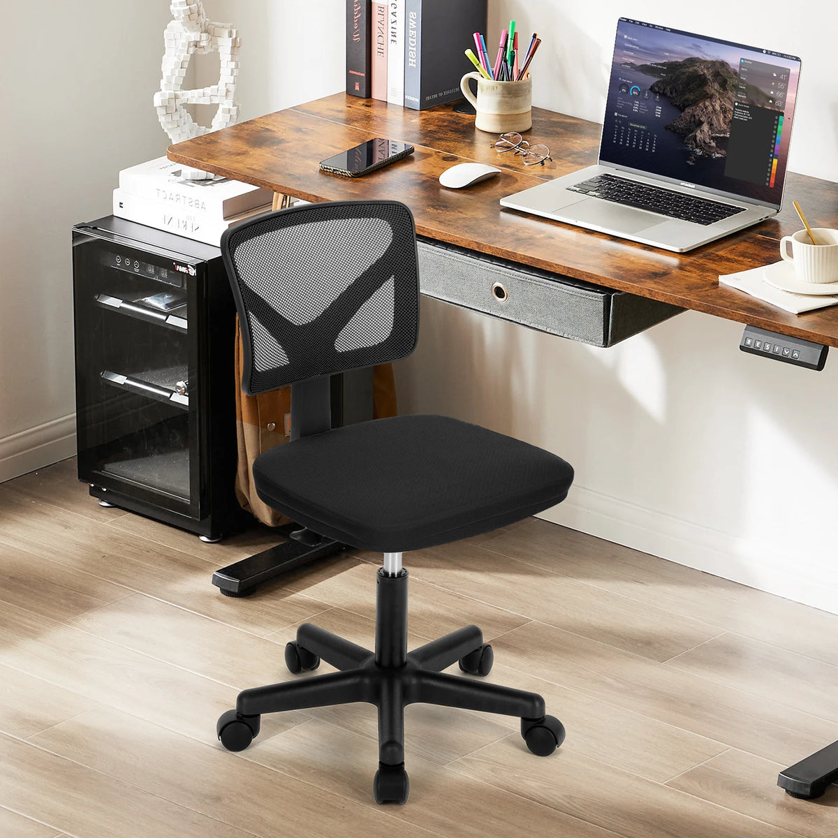 JHK Mesh Back Lumbar Support Armless Swivel Office Chair