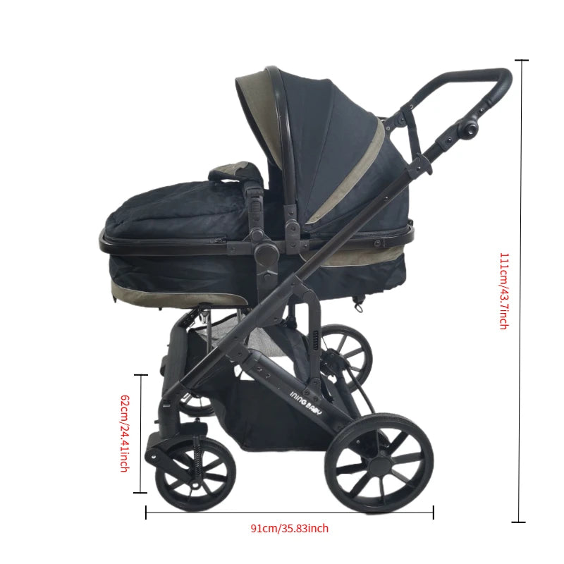 Lightweight Foldable Baby Stroller With Reversible Seat And Shock Absorbers