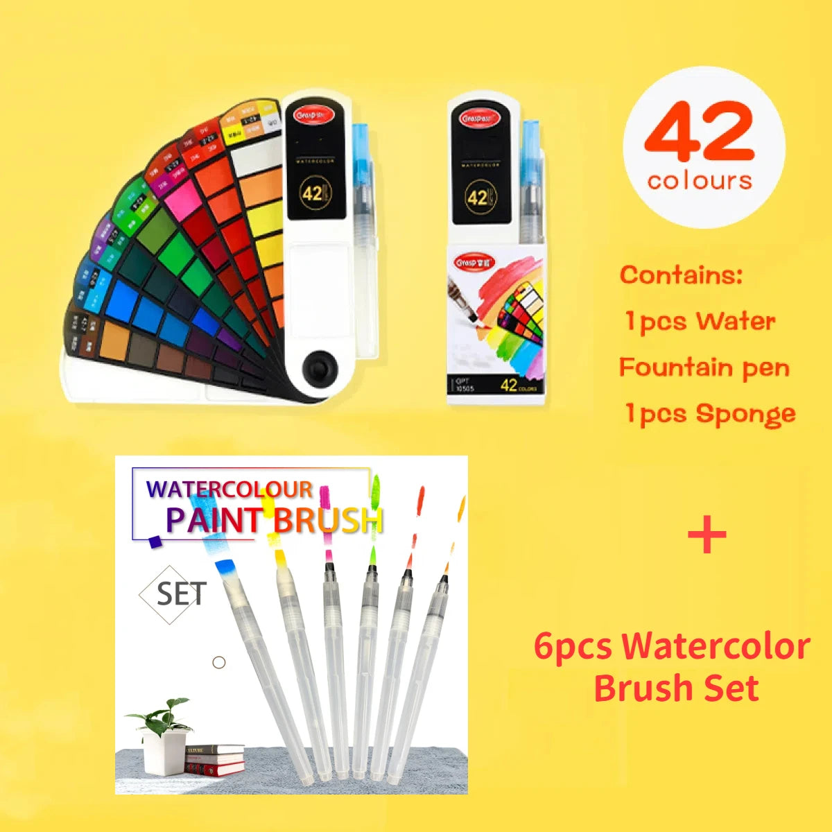 18/24/42/60 Solid Watercolor Pigment Set Foldable Travel WaterColor With Water Brush Pen Art Specific Fan Shaped Painting Tool