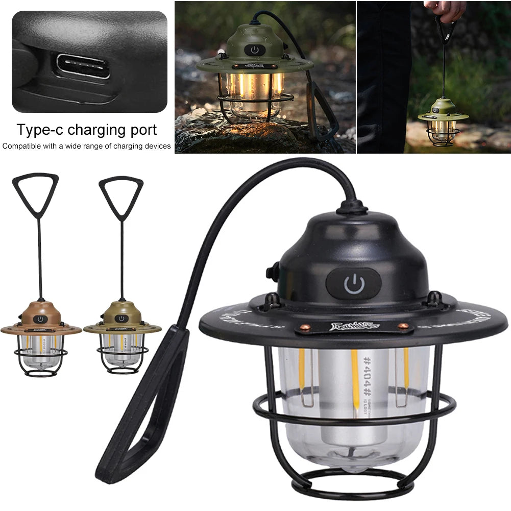 LED Camping Lantern Dimmable Emergency Lamp Type C Charging IPX4 4 Modes