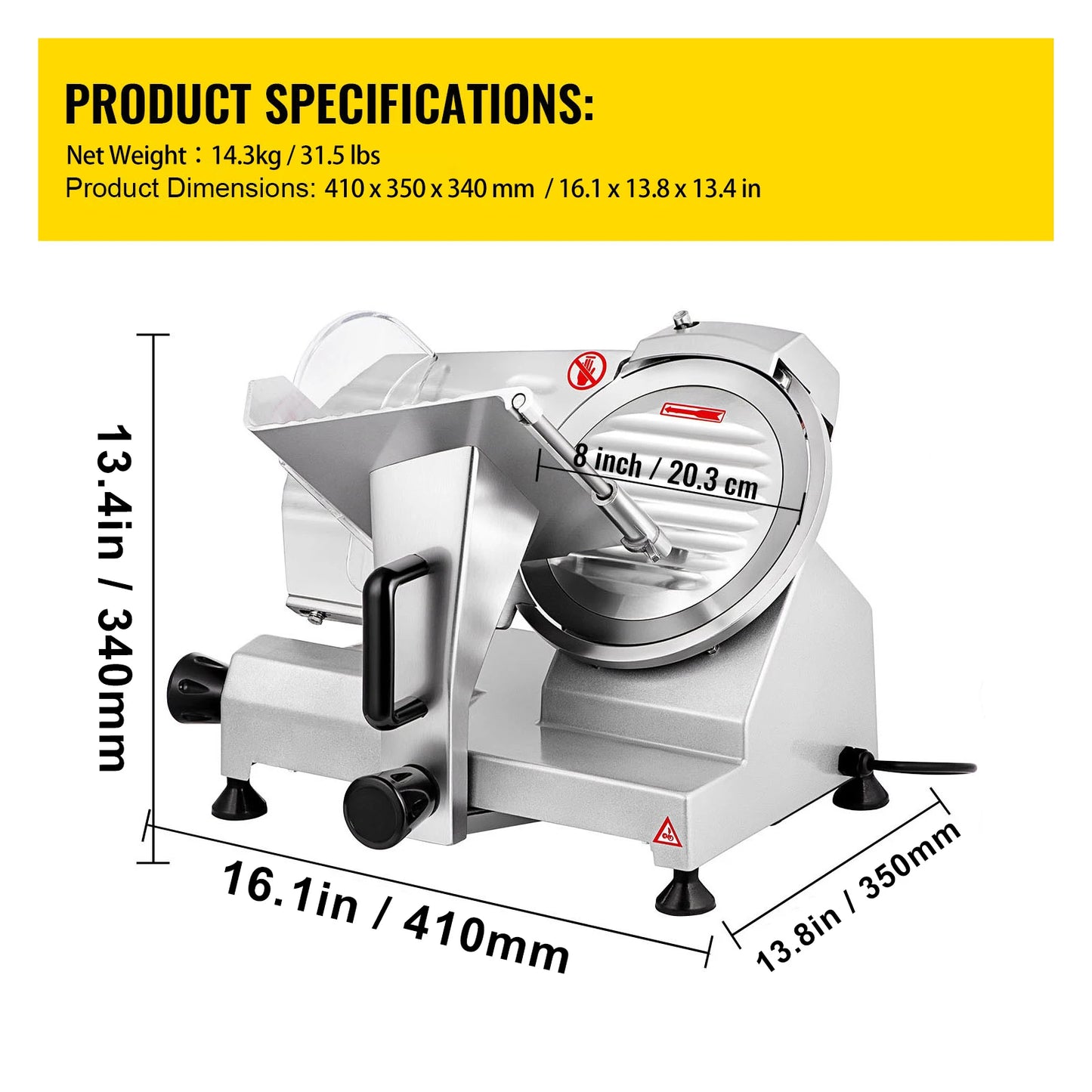 SucceBuy Meat Slicer Electric Deli Food Slicer 200W